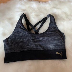 NWOT Puma Sports Bra, Black w|‎ Gold Logo. Medium